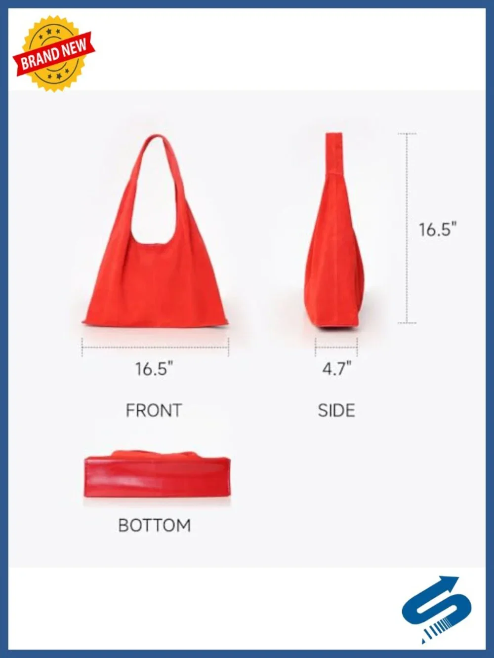 Genuine Suede Leather Slouchy Oversized Crescent Hobo Bag with Detachable Zip